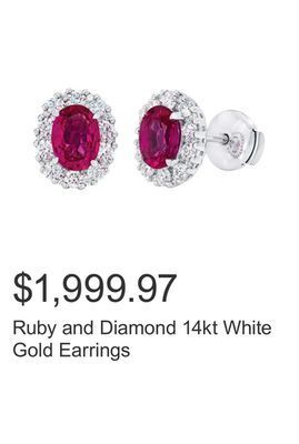Costco Ruby and diamond 14kt white gold earrings offer