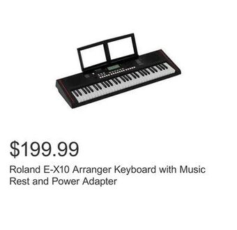 Costco Roland e-x10 arranger keyboard with music rest and power adapter offer