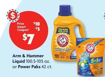 Family Dollar Arm & hammer liquid 100.5-105 oz. or power paks 42 ct offer