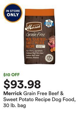 Petco Grain free beef & sweet potato recipe dog food, 30 lb. bag offer