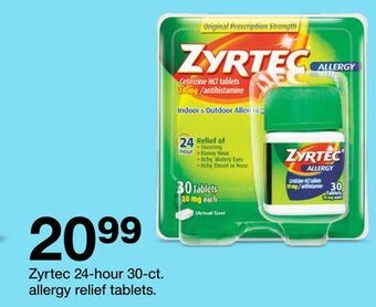 Target Zyrtec 24-hour 30-ct. allergy relief tablets offer
