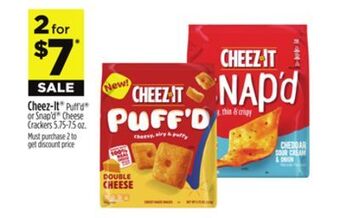 Dollar General Cheez-it puff'd or snap'd cheese crackers offer
