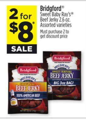 Dollar General Bridgford sweet baby ray's beef jerky offer