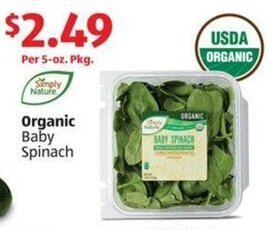 Aldi Organic Baby Spinach offer