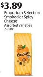 Aldi Emporium Selection Smoked or Spicy Cheese Assorted Varieties 7-8 oz. offer