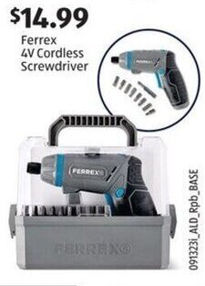 Aldi Ferrex 4V Cordless Screwdriver offer