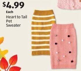 Aldi Heart to Tail Pet Sweater offer