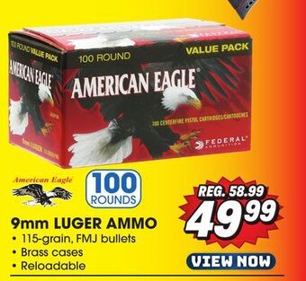 Big 5 Federal american eagle 9mm luger 100-round value pack offer