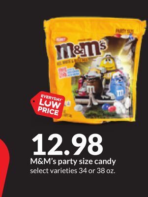 Hy-Vee M & m' s party size candy offer