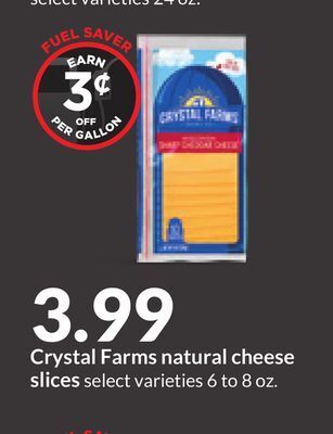 Hy-Vee Crystal farms natural cheese slices offer