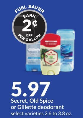 Hy-Vee Secret, old spice or gillette deodorant offer