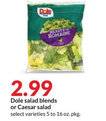 Hy-Vee Dole salad blends or caesar salad offer