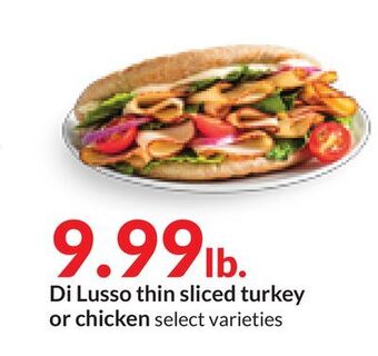Hy-Vee Di lusso thin sliced turkey or chicken offer