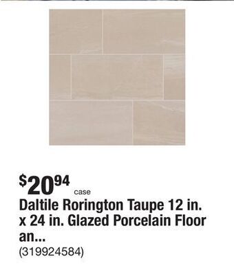 The Home Depot Daltile rorington taupe 12 in. x 24 in. glazed porcelain floor and wall tile (17.6 sq. ft./case) offer