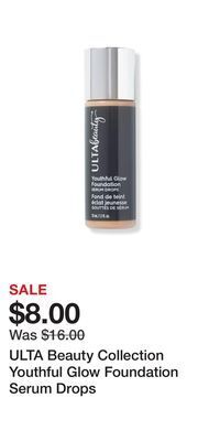 Ulta Beauty Ulta beauty collection youthful glow foundation serum drops offer