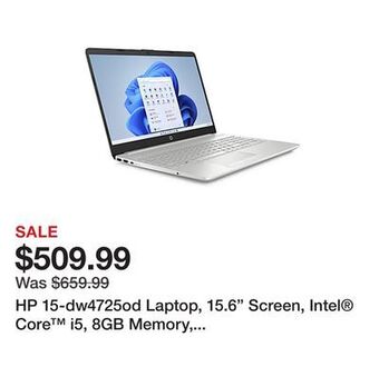 Office Depot Hp 15-dw4725od laptop, 15.6 screen, intel core i5, 8gb memory, 512gb solid state drive, windows 11, 6l6x4ua#aba offer