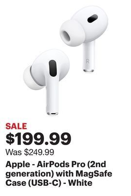 Best Buy Apple - airpods pro (2nd generation) with magsafe case (usb‑c) - white offer