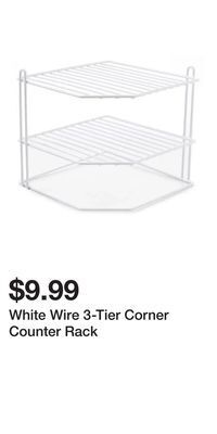 Big Lots White wire 3-tier corner counter rack offer