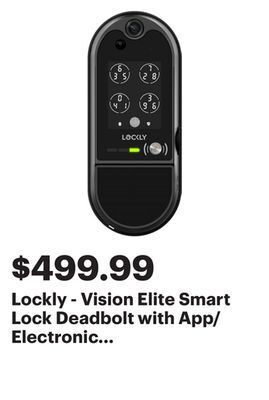 Best Buy Lockly - vision elite smart lock deadbolt with app/electronic guest/touchscreen - matte black offer