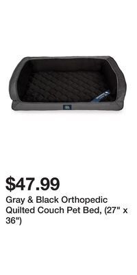Big Lots Gray & black orthopedic quilted couch pet bed, (27 x 36) offer