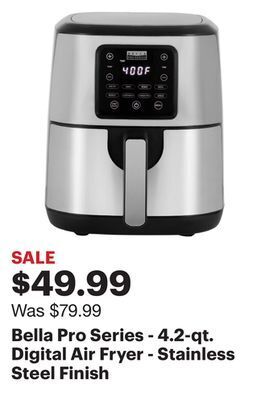 Best Buy Bella pro series - 4.2-qt. digital air fryer - stainless steel finish offer
