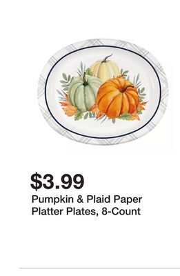 Big Lots Pumpkin & plaid paper platter plates, 8-count offer