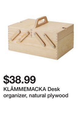 Ikea Klämmemacka desk organizer, natural plywood offer