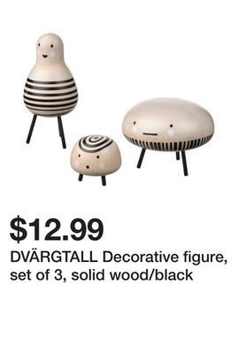 Ikea Dvärgtall decorative figure, set of 3, solid wood/black offer