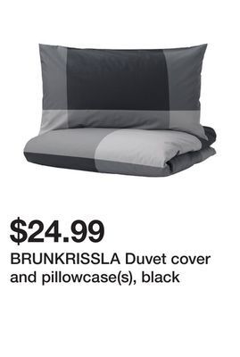 Ikea Brunkrissla duvet cover and pillowcase(s), black offer