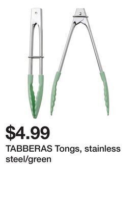 Ikea Tabberas tongs, stainless steel/green offer