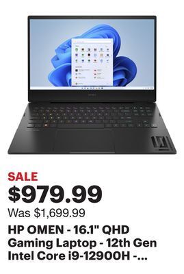 Best Buy Hp omen - 16.1 qhd gaming laptop - 12th gen intel core i9-12900h - 16gb memory - nvidia geforce rtx 3060 laptop gpu - 1tb ssd offer