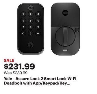 Best Buy Yale - assure lock 2 smart lock w-fi deadbolt with app/keypad/key access - black suede offer