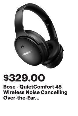 Best Buy Bose - quietcomfort 45 wireless noise cancelling over-the-ear headphones - triple black offer