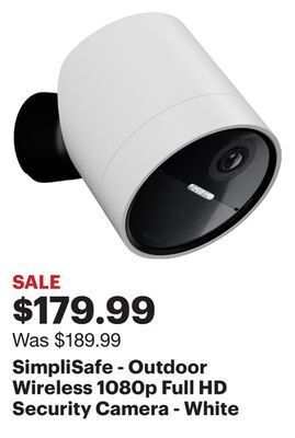 Best Buy Simplisafe - outdoor wireless 1080p full hd security camera - white offer