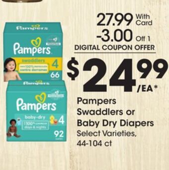 Ralphs Pampers swaddlers or baby dry diapers offer