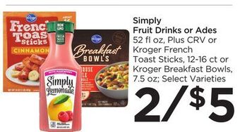 Food 4 Less Simply fruit drinks or ades offer