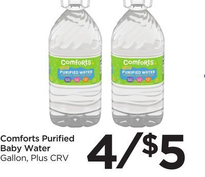 Food 4 Less Comforts purified baby water offer