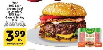 Vons Fresh 80% lean ground beef or jennie-o 85% lean ground turkey offer