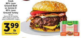 Albertsons Fresh 80% lean ground beef or jennie-o 85% lean ground turkey offer