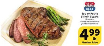 Albertsons Top or petite sirloin steaks offer
