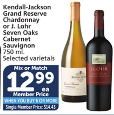 Albertsons Kendall-jackson grand reserve chardonnay or j. lohr seven oaks cabernet sauvignon offer