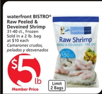 Vons Waterfront bistro raw peeled & deveined shrimp offer