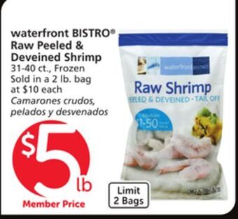 Albertsons Waterfront bistro raw peeled & deveined shrimp offer