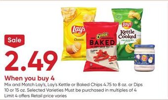 Stater Bros Lay's, lay's kettle or baked chips 4.75 to 8 oz. or dips 10 or 15 oz offer