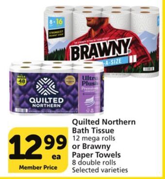 Vons Quilted northern bath tissue 12 mega rolls or brawny paper towels 8 double rolls offer