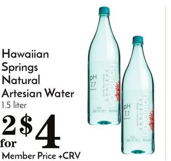 Pavilions Hawaiian springs natural artesian water offer