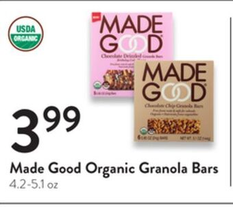 Fresh Thyme Made good organic granola bars offer