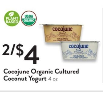 Fresh Thyme Cocojune organic cultured coconut yogurt offer