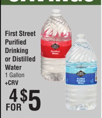 Smart & Final First street purified drinking or distilled water offer