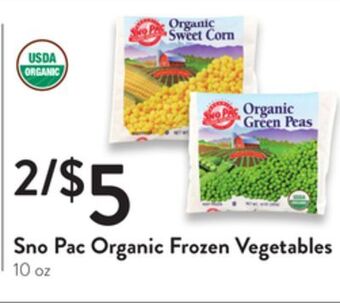 Fresh Thyme Sno pac organic frozen vegetables offer